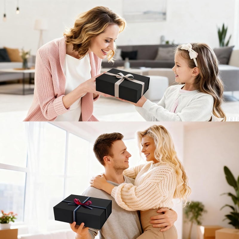 Ditwis 4 Pack 10.5x7.5x3.1 Inches Gift Boxes with Magnetic Closure Lids, Black Magnetic Box for Wedding, Groomsmen Bridesmaid Proposal, Birthdays, Mother's Day - Image 4